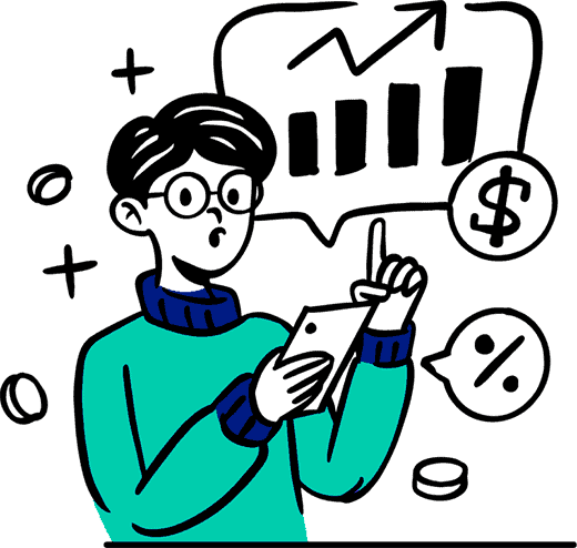 dibujo de hombre hablando de estadísticas